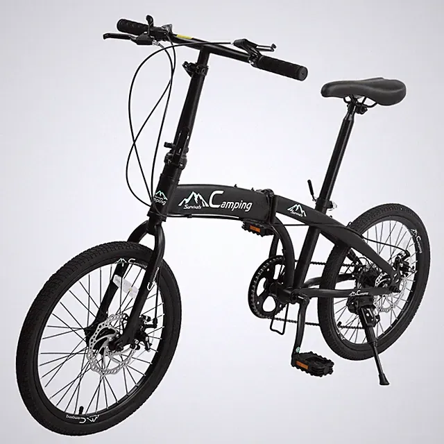 20" 7-Speed Folding Bicycle Bike Lightweight High Carbon Steel Disc Brake