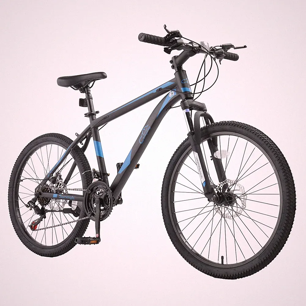 24 Inch Mountain Bike, 7/21-Speed Adult Bicycle with High Carbon Steel Frame