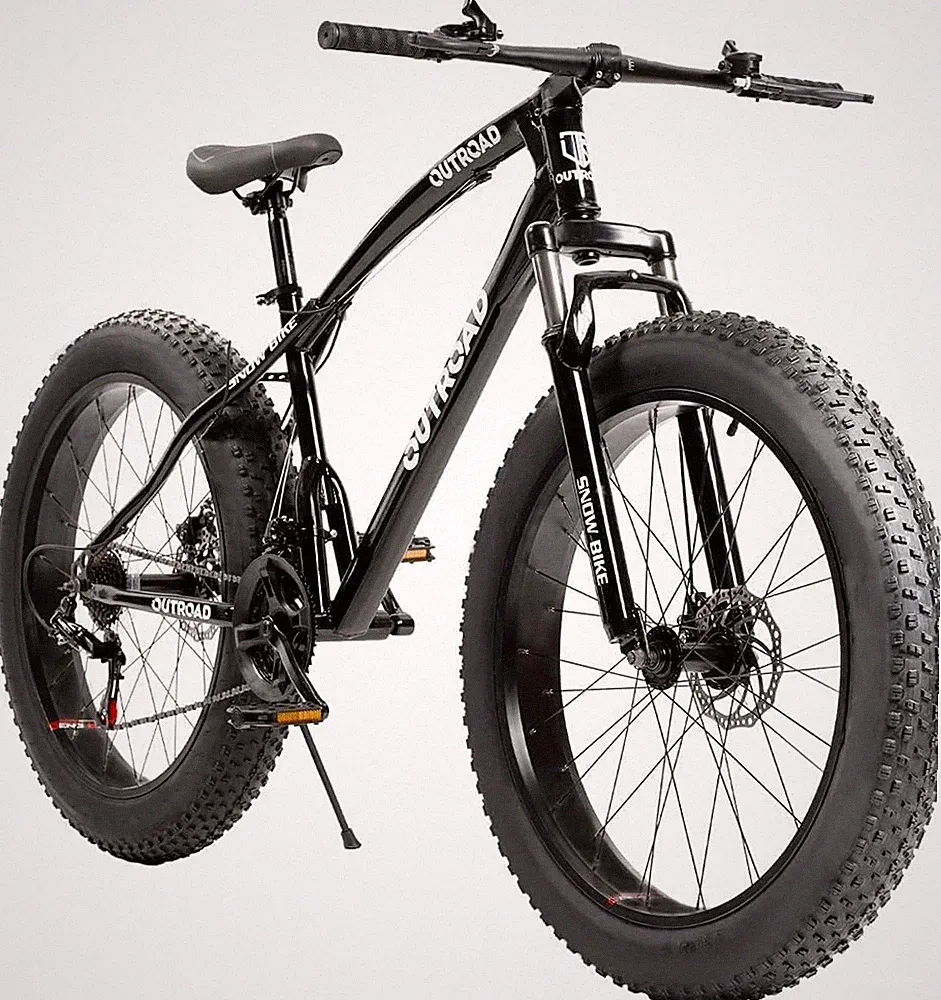 26' Fat Tire Mountain Bike with 4 Inch Knobby Tires, 21 Speed MTB with Dual Disc