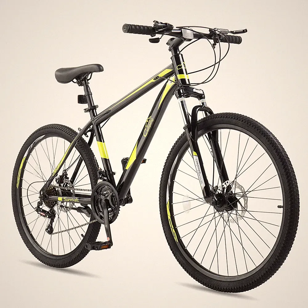 26" Mountain Bike 21 Speeds MTB High Carbon Steel Disc Brake Bicycle Men Women