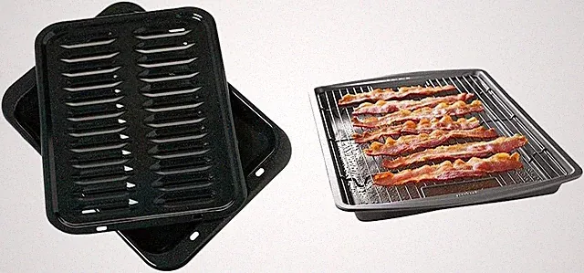 Appliances Broiler Pan with Rack for Oven, Non-Stick Pan, 2 Piece Black Porcelai