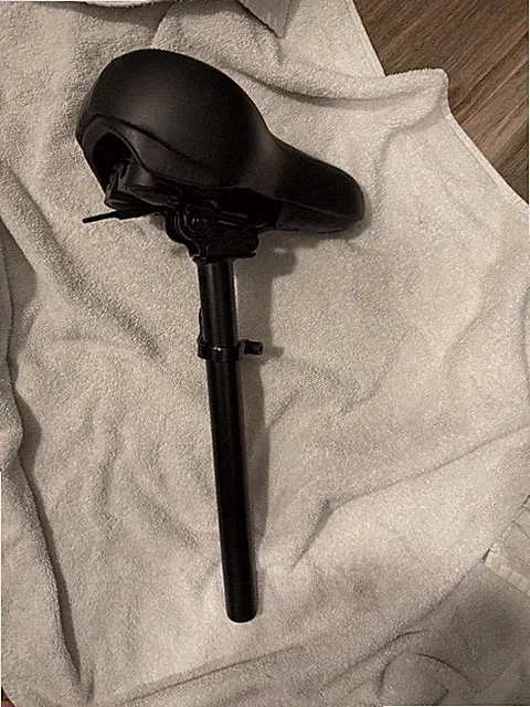 Bicycle seat with clamp.