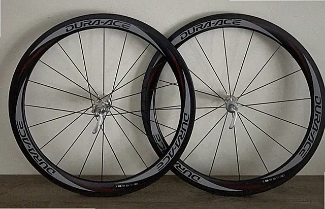 DURA ACE WHEELSET CARBON 16-20 SPOKE MODEL 7801 50 MM BLADE 1450 GRAMS TUBULAR