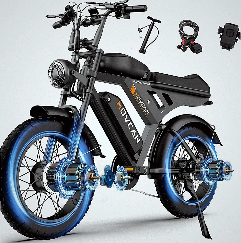 Movcan 20" Fat Tire Electric Bike 37.5mph 3000W 48V 40Ah Mountain Ebike Adults