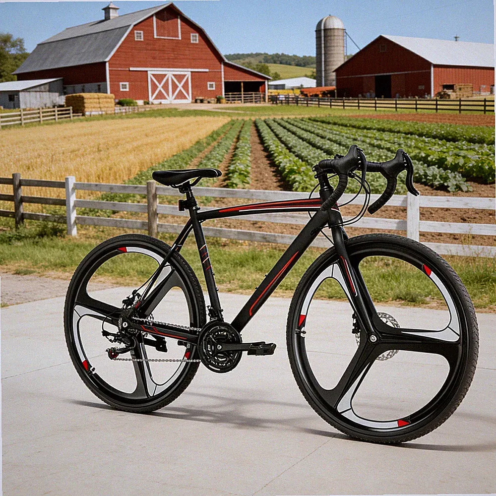 Racing Road Bike 700C Carbon Steel Frame 21 Speeds Disc Brake Fast Ride