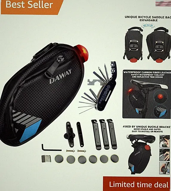 Ultimate Cycling Accessories - Bike Repair Bag with Taillight & 16-in-1 Tool