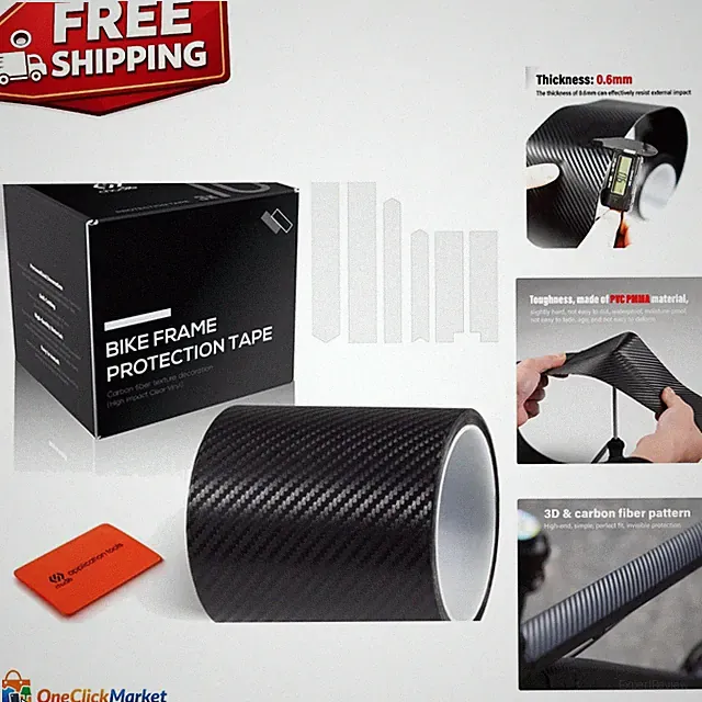 Waterproof Adhesive Bike Frame Protection Tape - 118” x 4” Carbon Fiber Style